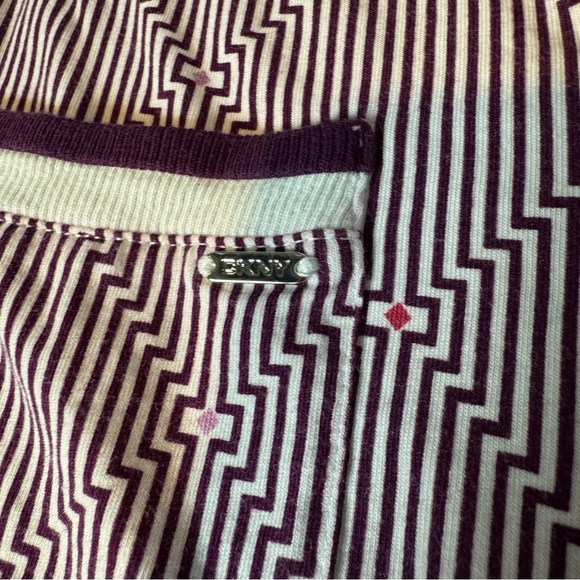 DKNY Women's XL Button Up Collared Shirt and Drawstring Shorts Pajama Set Violet - Picture 5 of 12